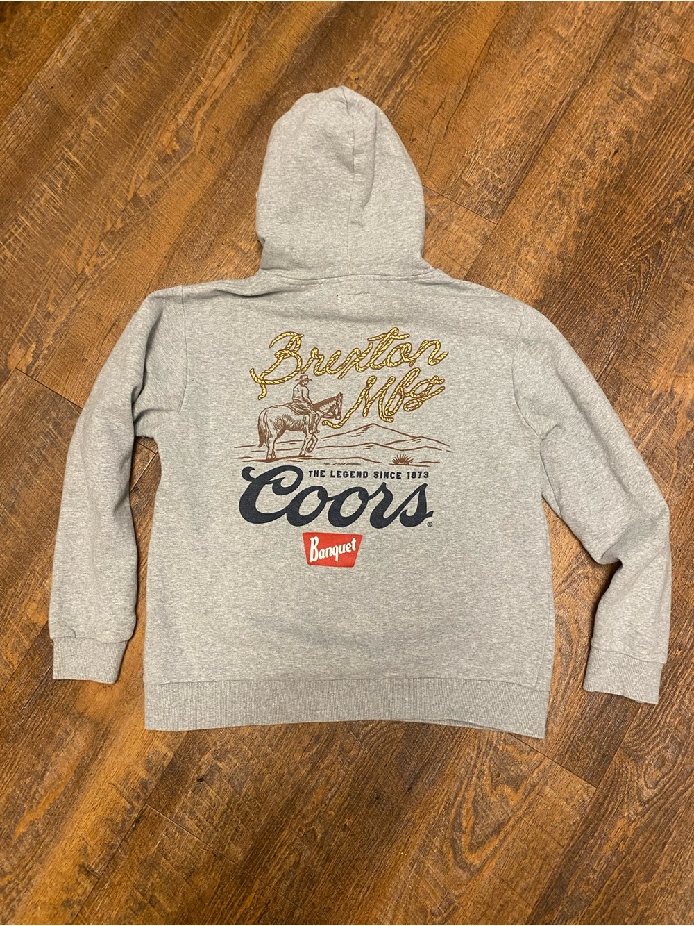Brixton Coors Banquet Graphic Hoodie - Gray Rodeo Cowboy size Medium